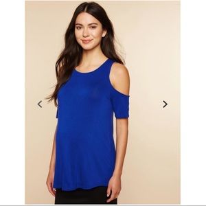 Motherhood maternity cold shoulder short sleeve